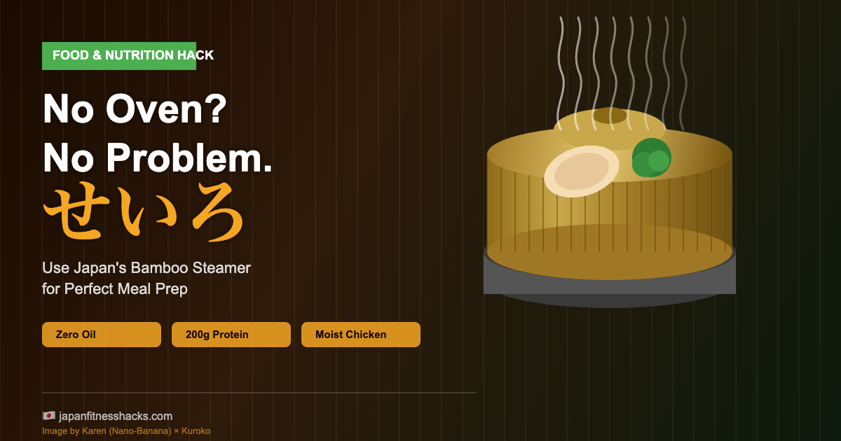 Bamboo seiro steamer with chicken and broccoli for meal prep in Japan